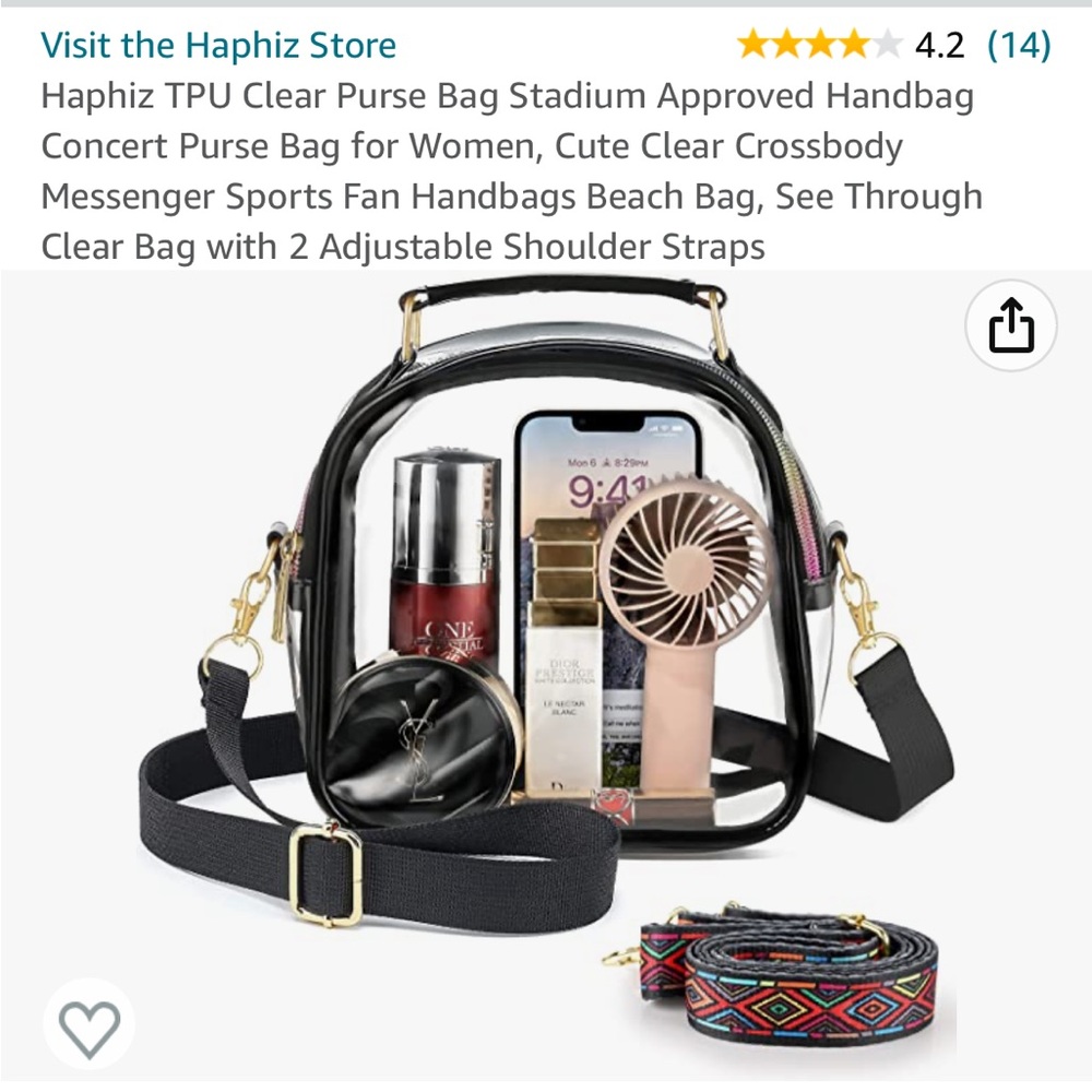 Clear Bag / Purse / Crossbody / Handbag ~ Stadium Approved